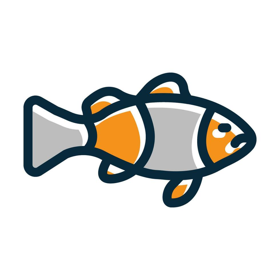 Clown Fish Vector Thick Line Filled Dark Colors