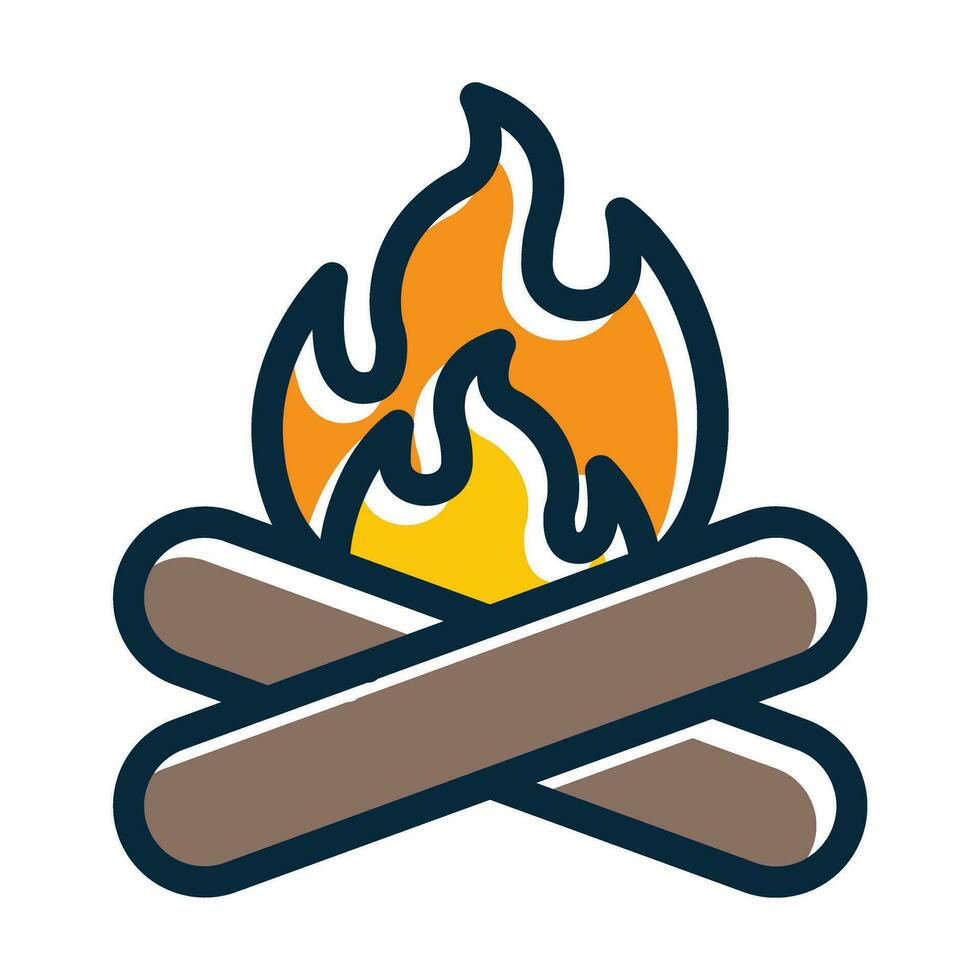 Bonfire Vector Thick Line Filled Dark Colors