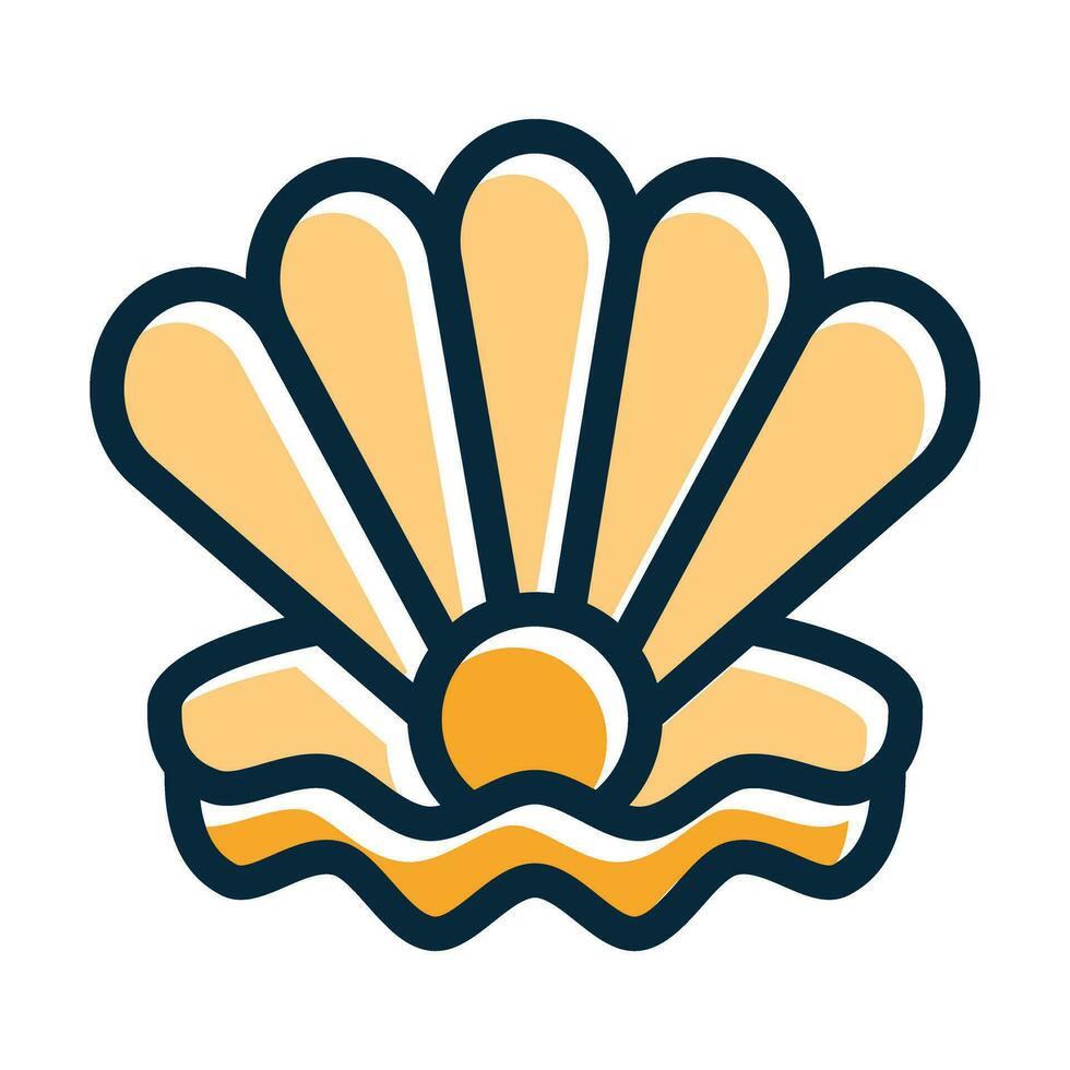 Clam Vector Thick Line Filled Dark Colors