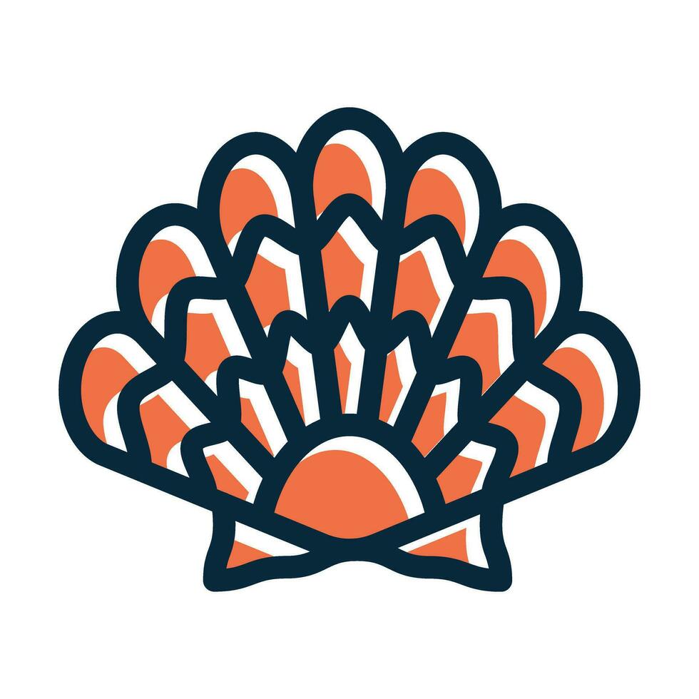 Shell Vector Thick Line Filled Dark Colors