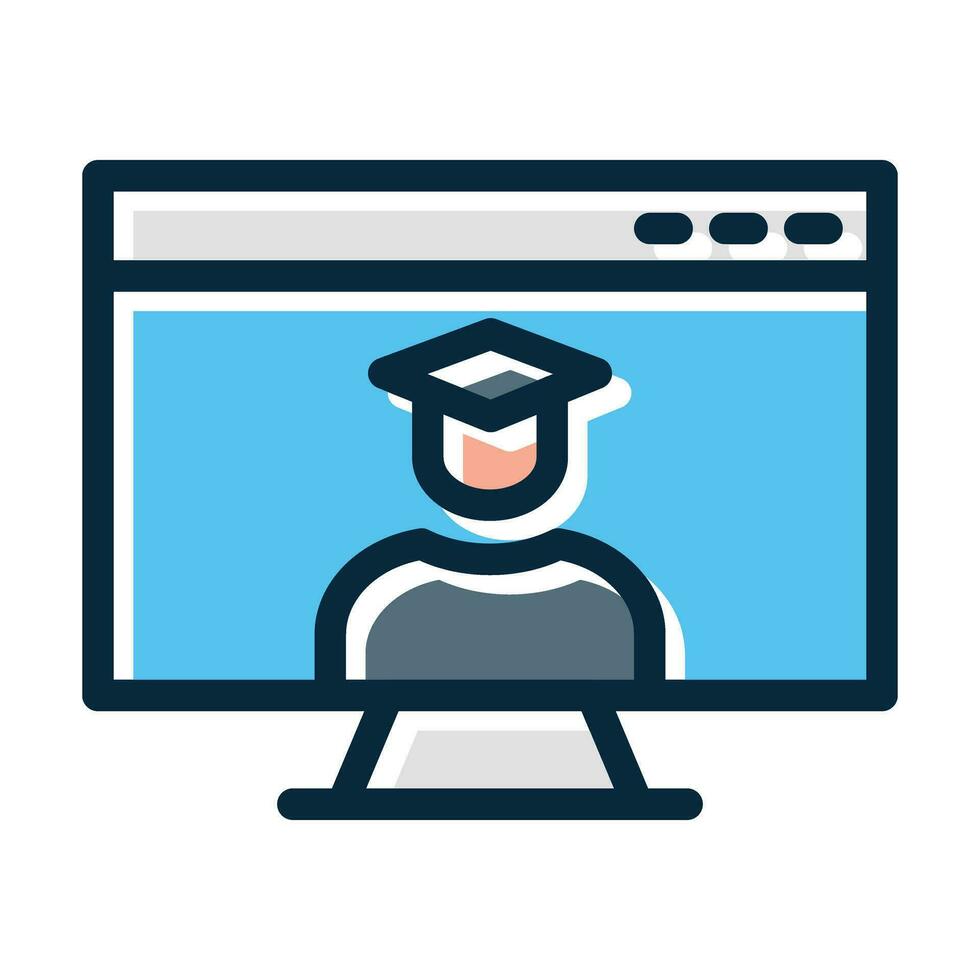 E-Learning Thick Line Filled Dark Colors vector