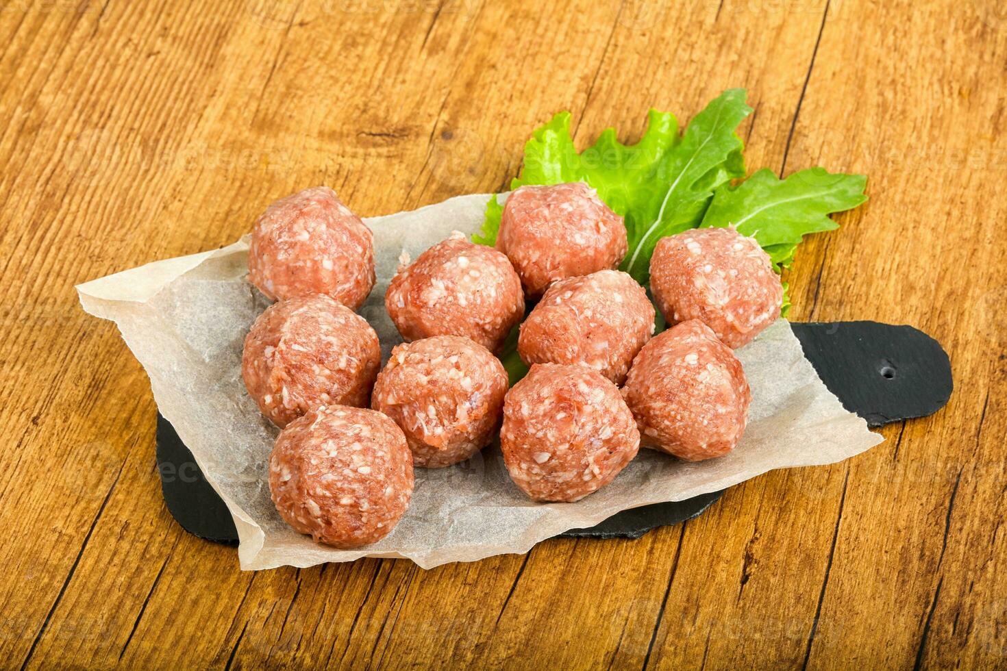 Raw meat balls photo