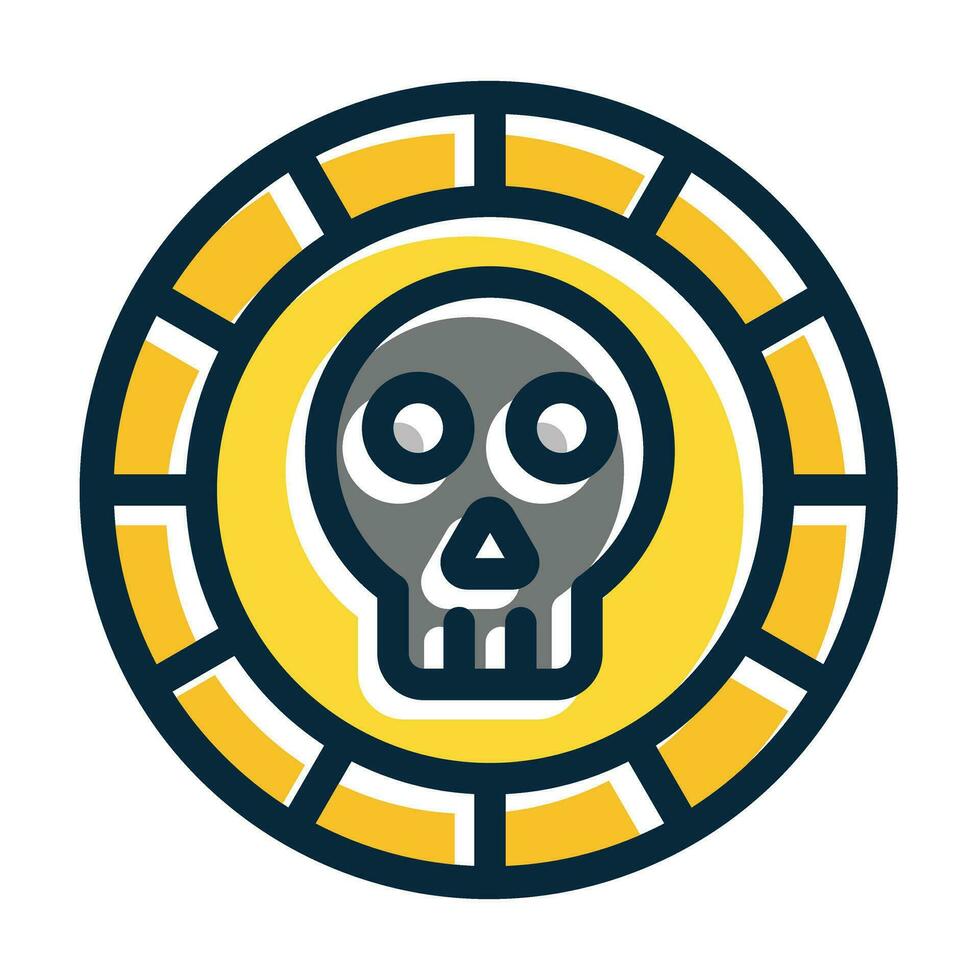 Coin Vector Thick Line Filled Dark Colors
