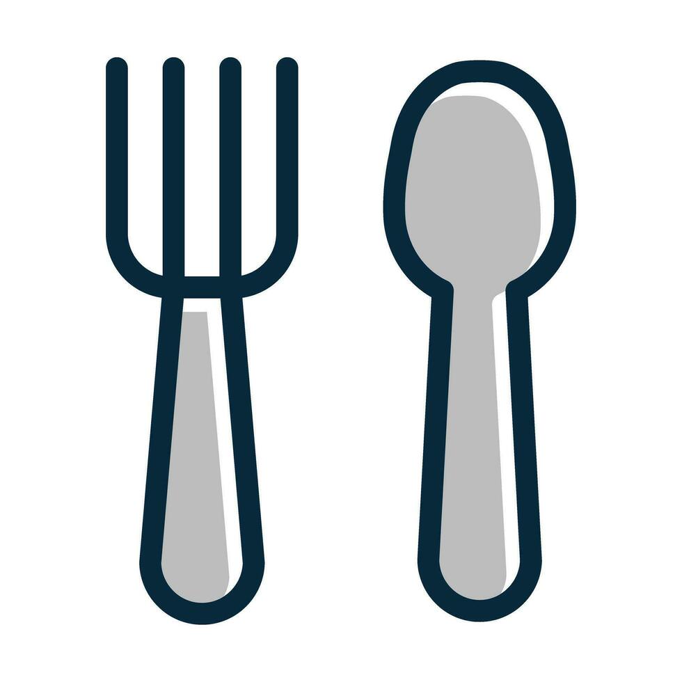 Fork Spoon Vector Thick Line Filled Dark Colors