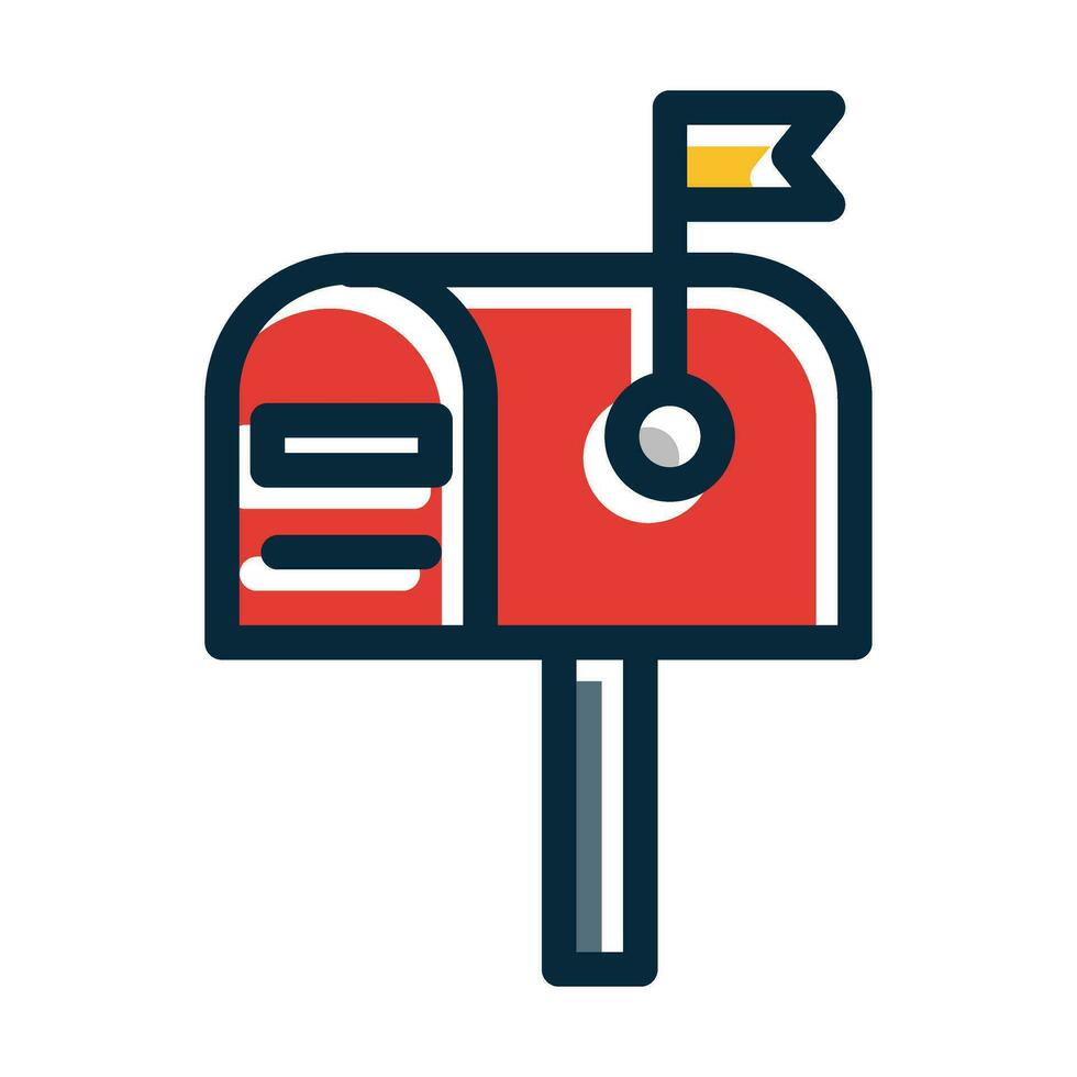 Mail Box Vector Thick Line Filled Dark Colors