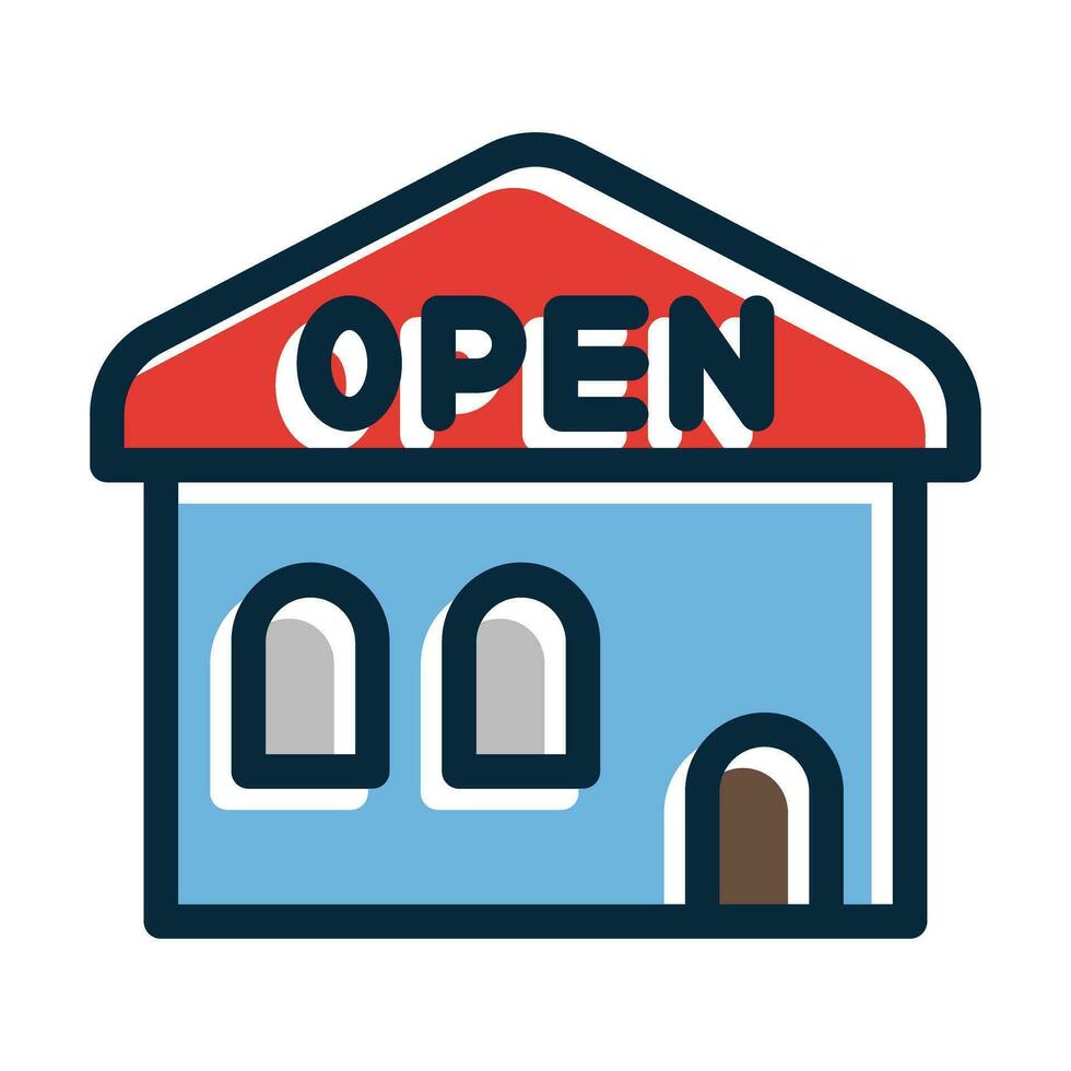Open Post Office Vector Thick Line Filled Dark Colors