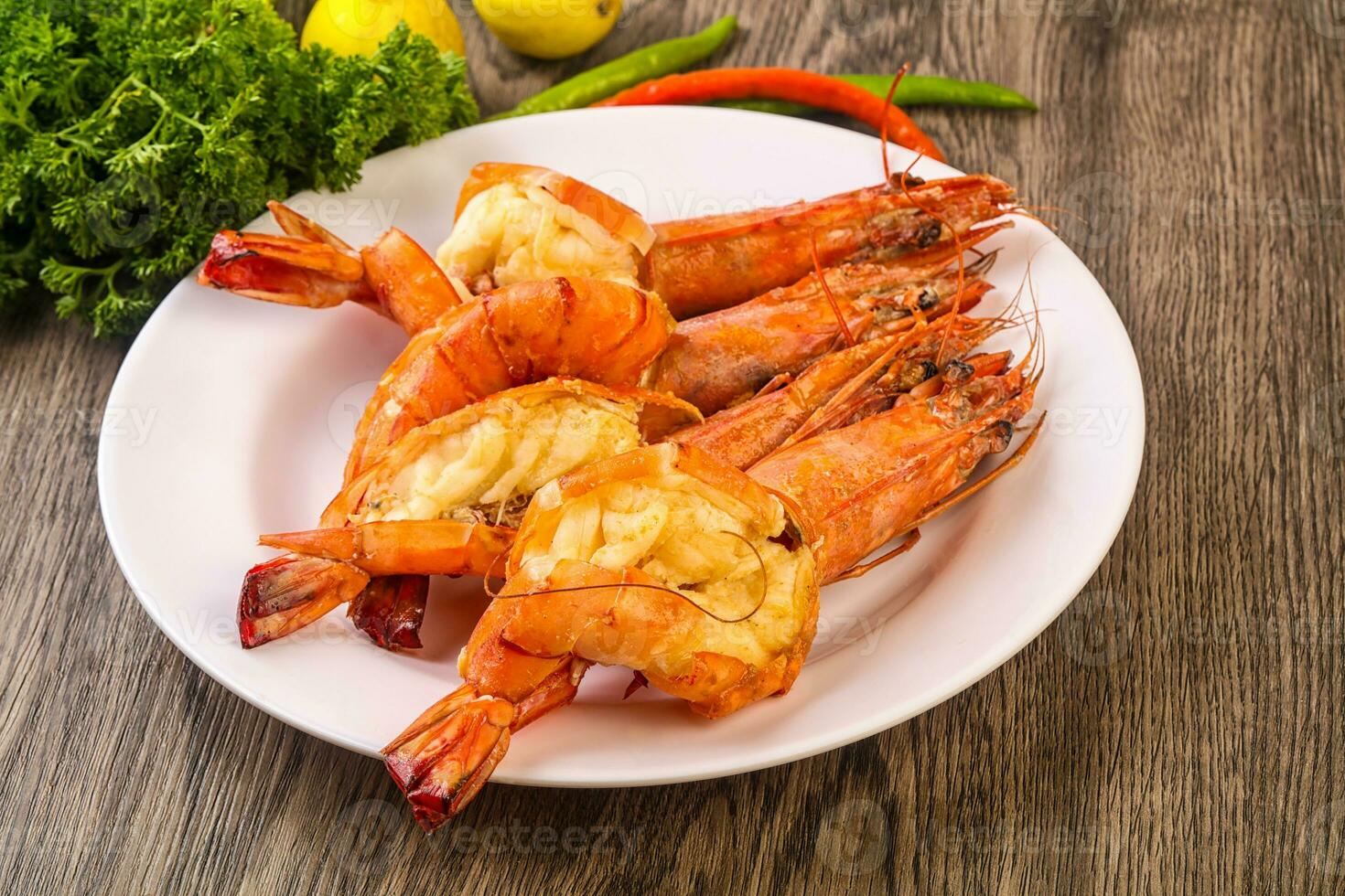 Grilled tiger prawn photo
