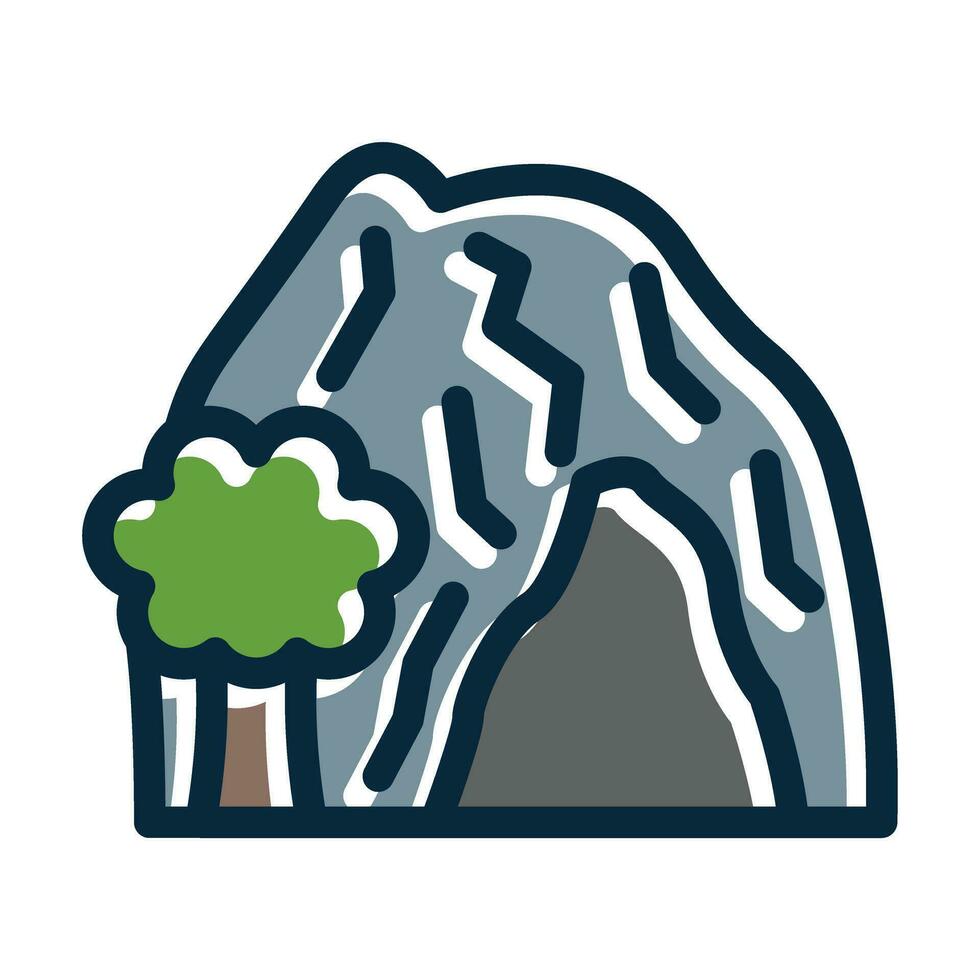Cave Vector Thick Line Filled Dark Colors