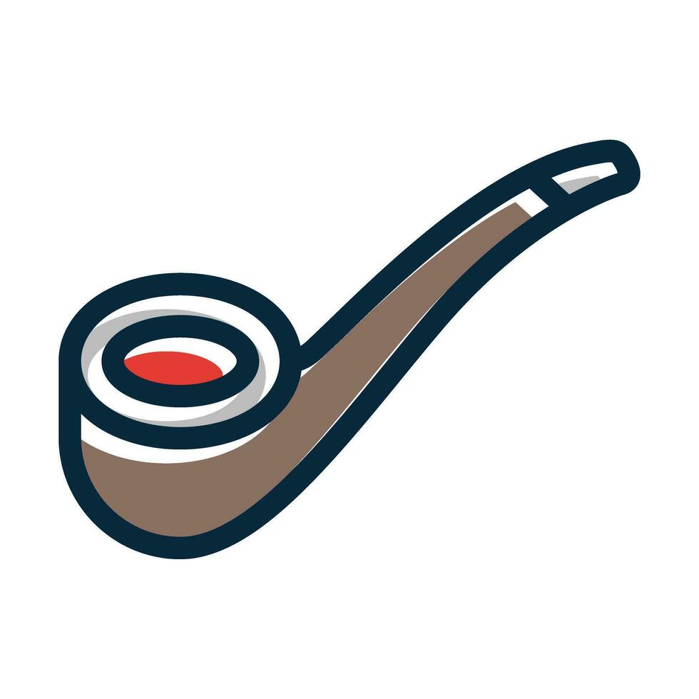 Smoking Pipe Vector Thick Line Filled Dark Colors