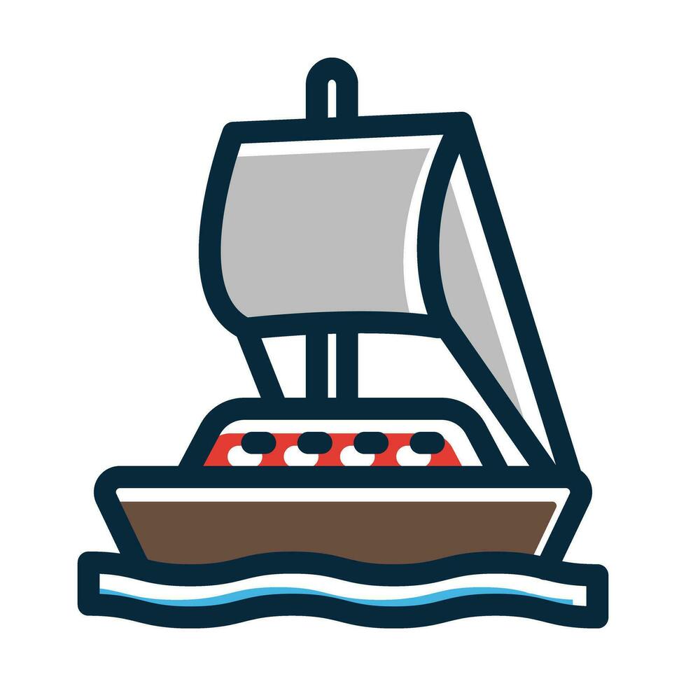 Boat Vector Thick Line Filled Dark Colors