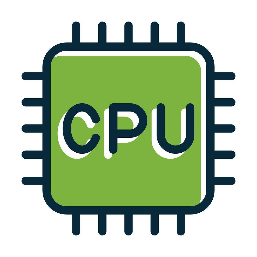 Cpu Vector Thick Line Filled Dark Colors