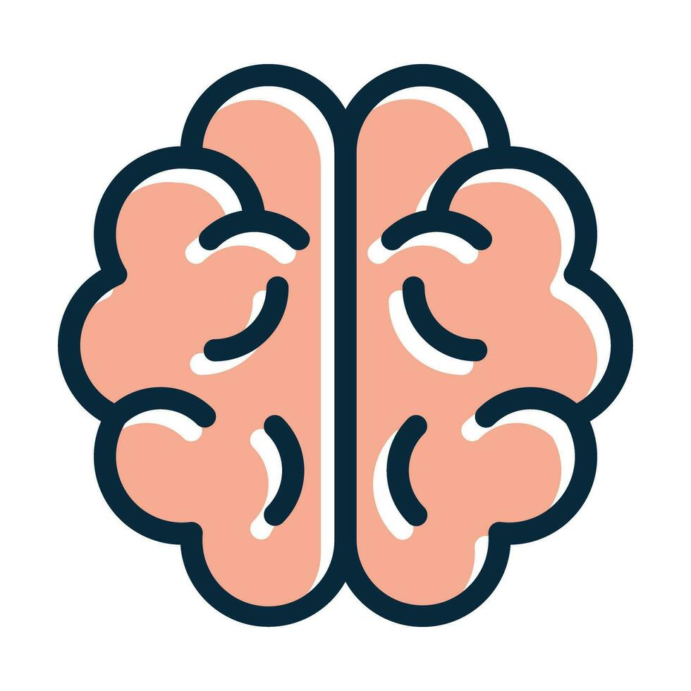 Brain Vector Thick Line Filled Dark Colors