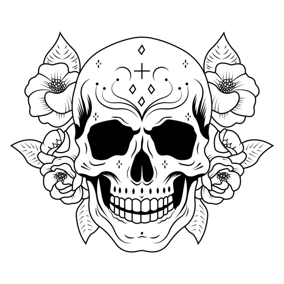 Floral skull head vector