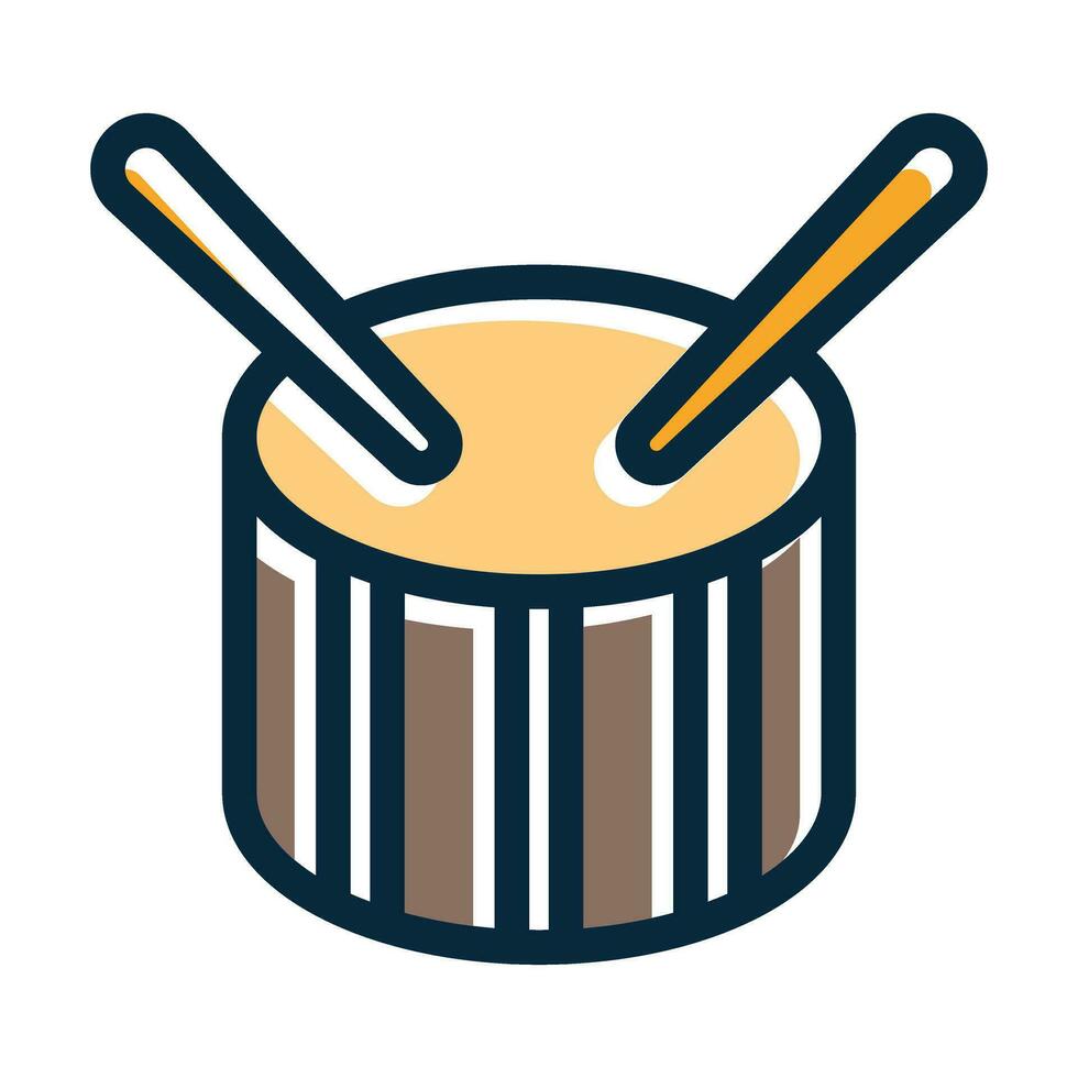 Drum Vector Thick Line Filled Dark Colors