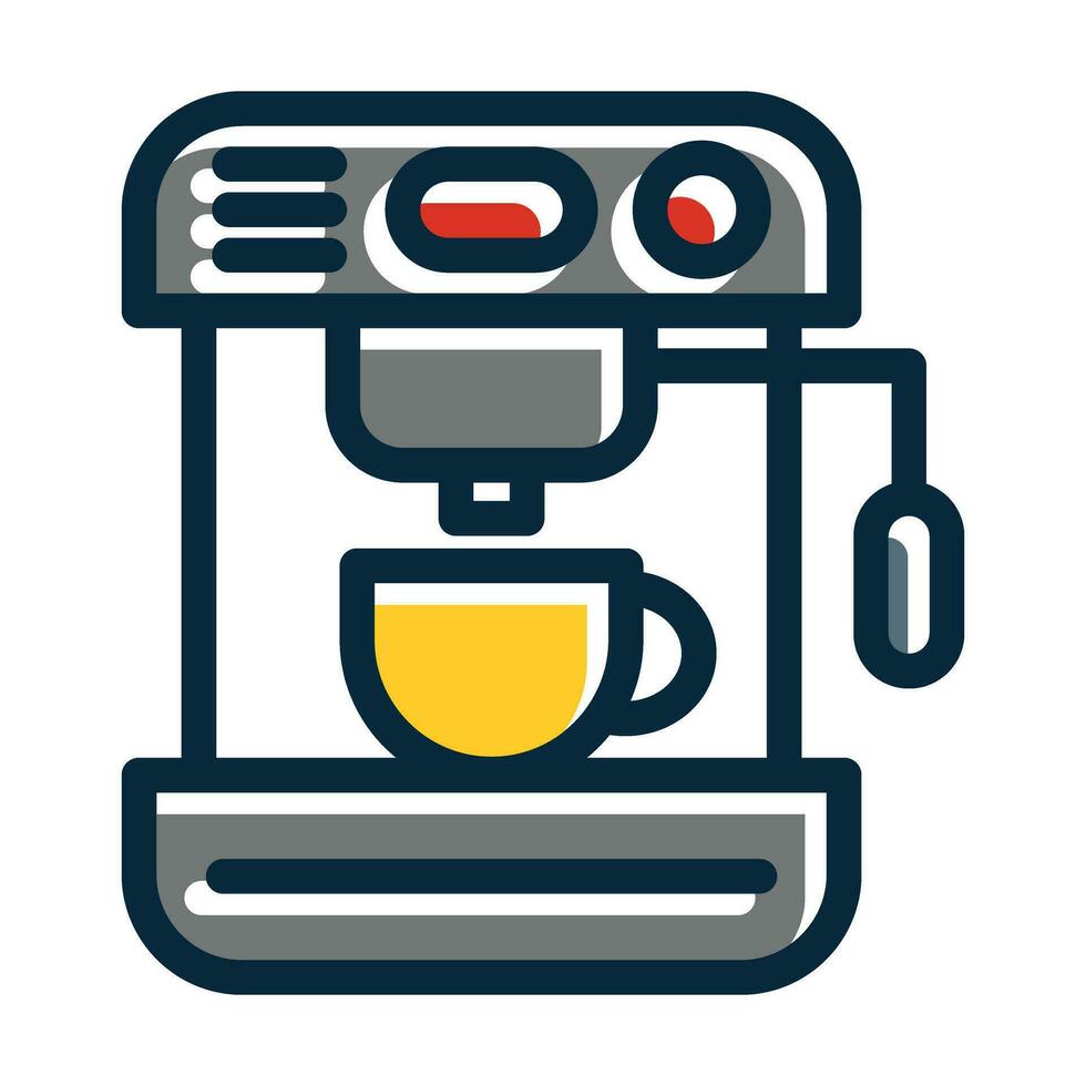 Coffe Maker Vector Thick Line Filled Dark Colors