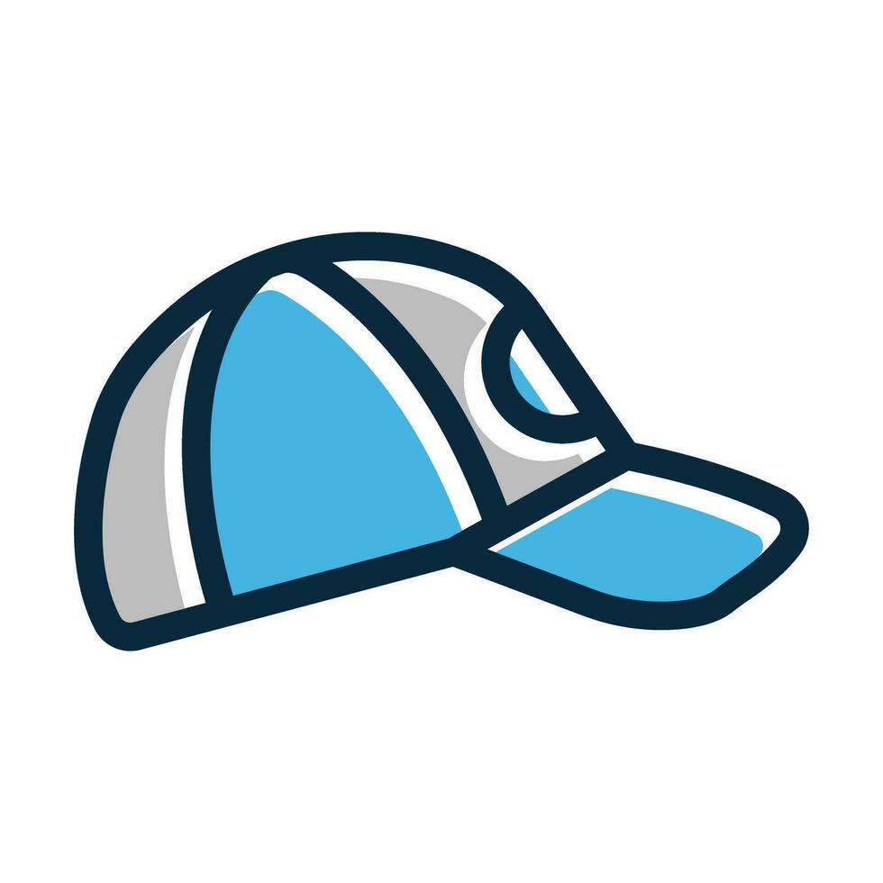 Cap Vector Thick Line Filled Dark Colors