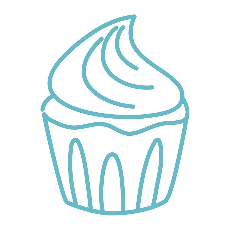 hand drawn cupcake cream coloring book illustration vector