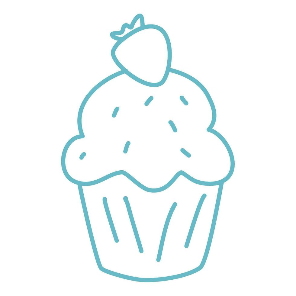 hand drawn muffin coloring book illustration vector