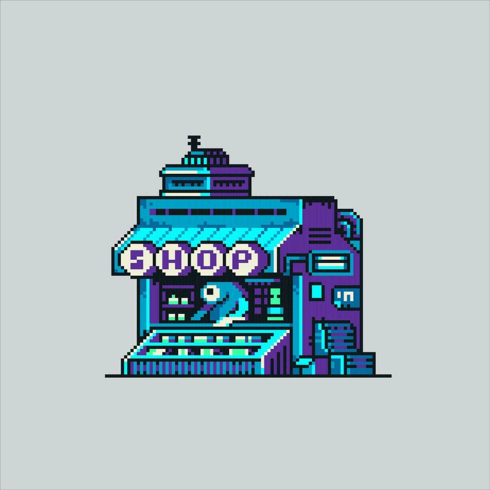 Pixel art illustration Shop. Pixelated Shop. Shop Building pixelated for the pixel art game and icon for website and video game. old school retro. vector