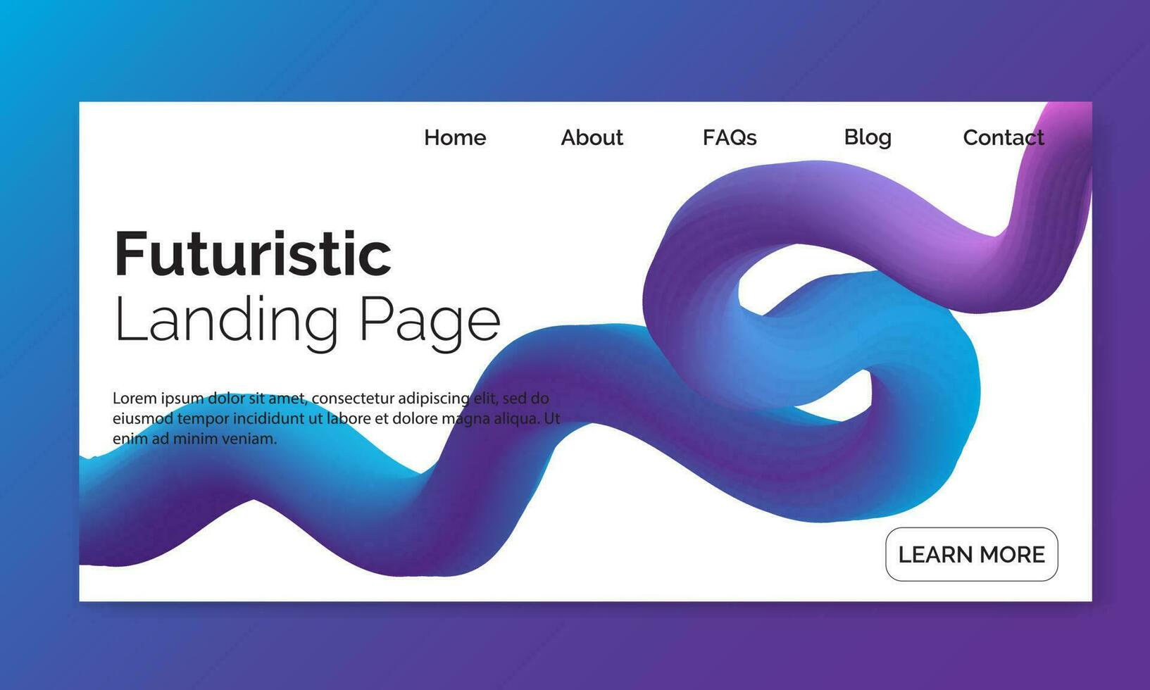 3D flowing blend gradient  design for web site, colorful fluid shape isolated on background, futuristic design backdrop, landing page vector