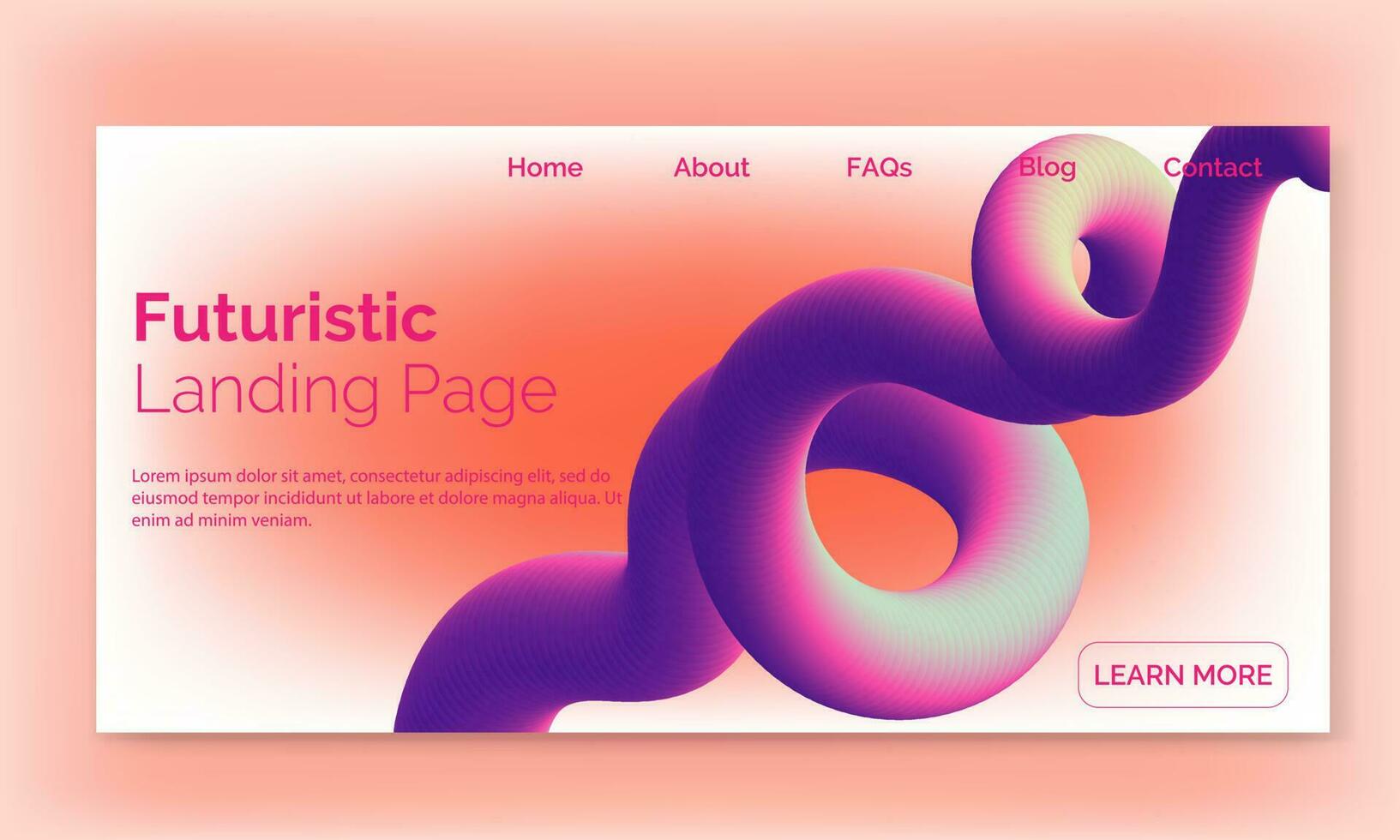 3D flowing blend gradient  design for web site, colorful fluid shape isolated on background, futuristic design backdrop, landing page vector
