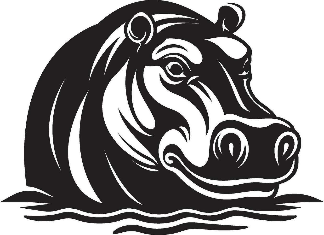 negro y blanco hipopótamo icono hipopótamo símbolo para moderno marca vector