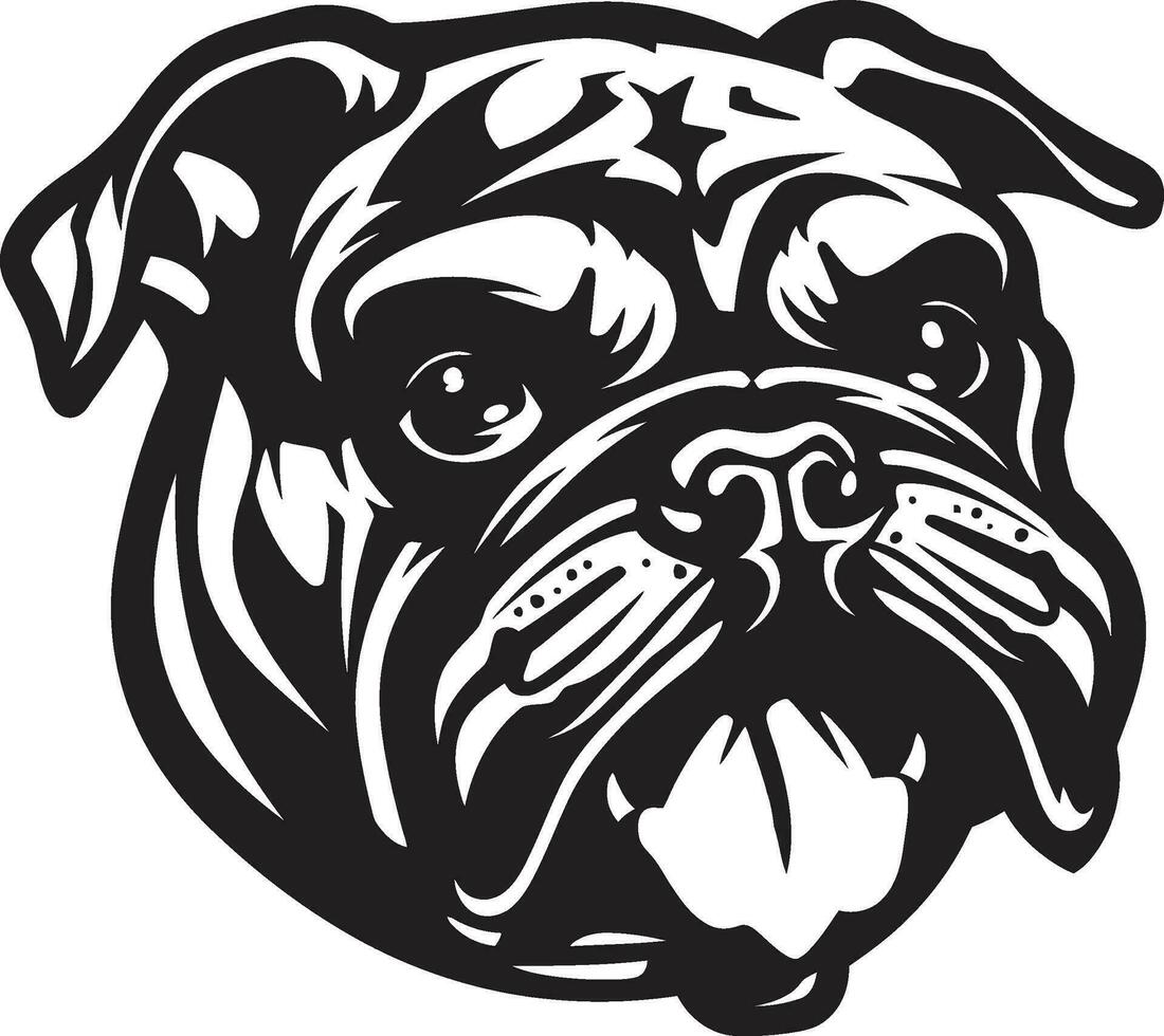 Monochromatic Power Black Bulldog Vector Icon Victorious Bulldog Black Logo Design Masterpiece