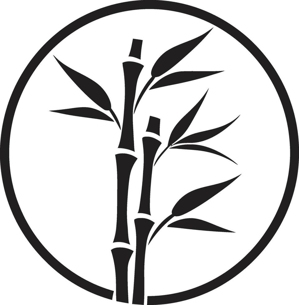 Black Beauty in Botanical Artistry Iconic Bamboo Emblem Bamboo Zen Design Unveiled in Black Elegant Logo with Vector Icon