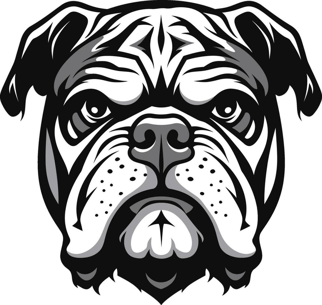 Iconic Strength Black Logo with Bulldog Mighty Mascot Black Bulldog Logo Vector Icon