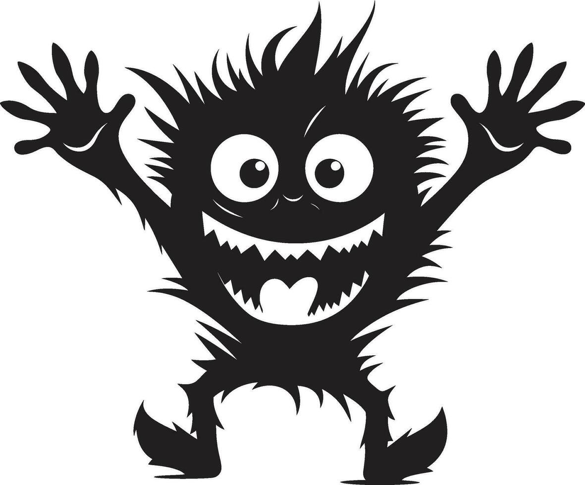 Monsters Majesty Black Logo Design with Cartoon Creature Cartoon Cryptid Vector Icon in Black