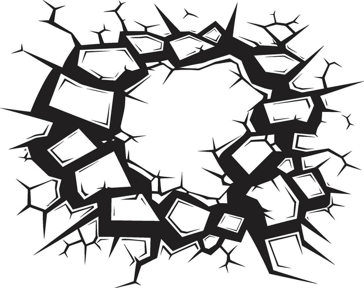 Thrilling Breakthrough Comic Book Broken Wall Logo Dynamic Breakdown Black Vector Icon