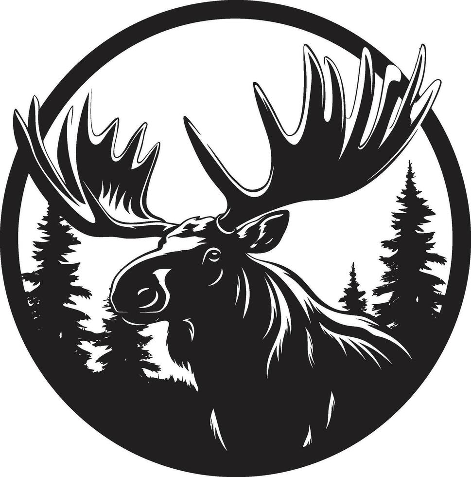 Minimalistic Moose Symbol with Versatility Moose Profile in Regal Charm vector