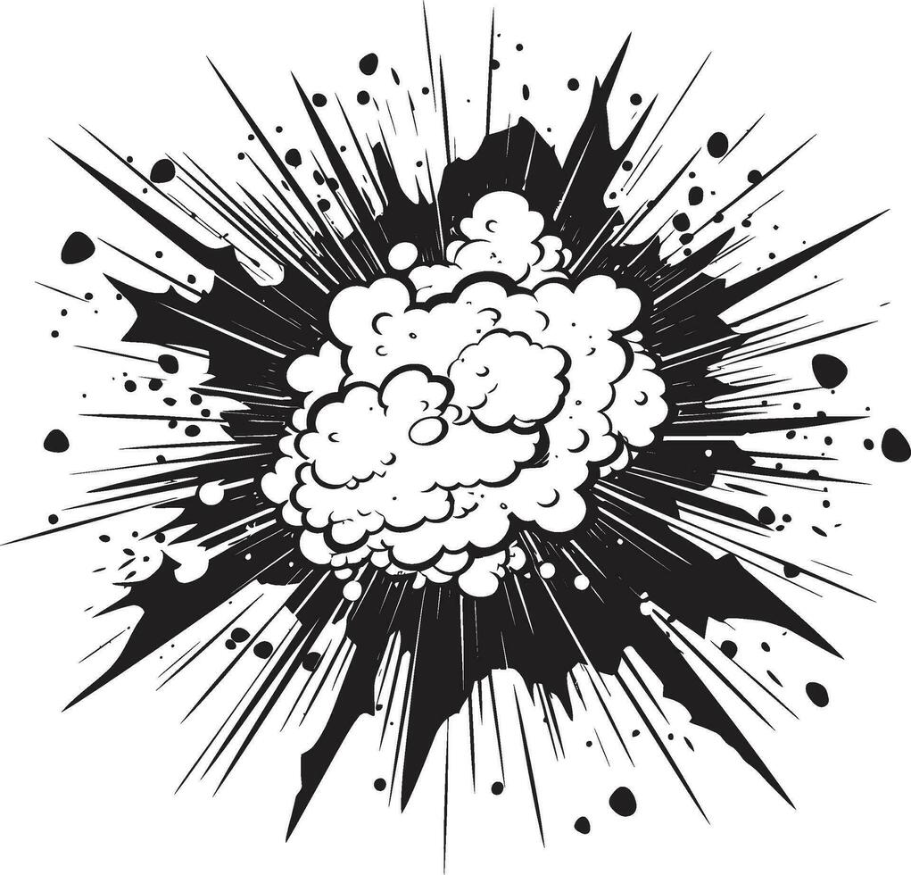 Dynamic Burst Black Logo with Comic Explosion Comic Adventure Vector Icon in Black