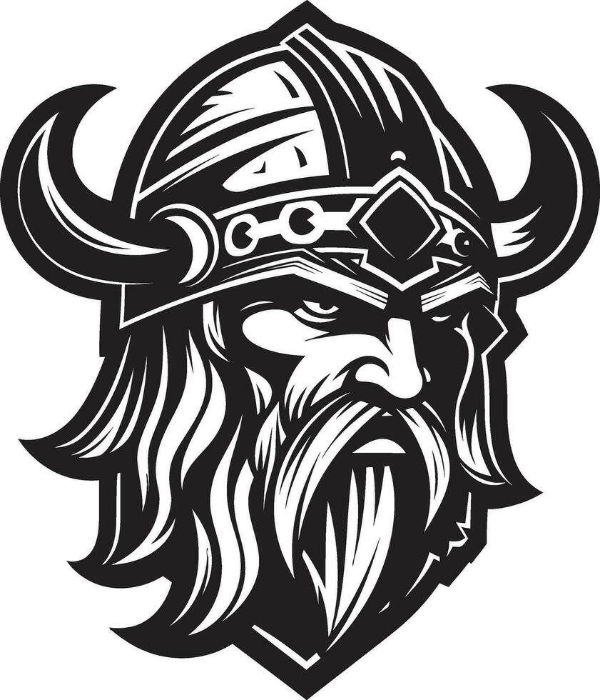 de ébano conquistador un vikingo jefe mascota Valhalla guardián un adivinar vikingo emblema vector