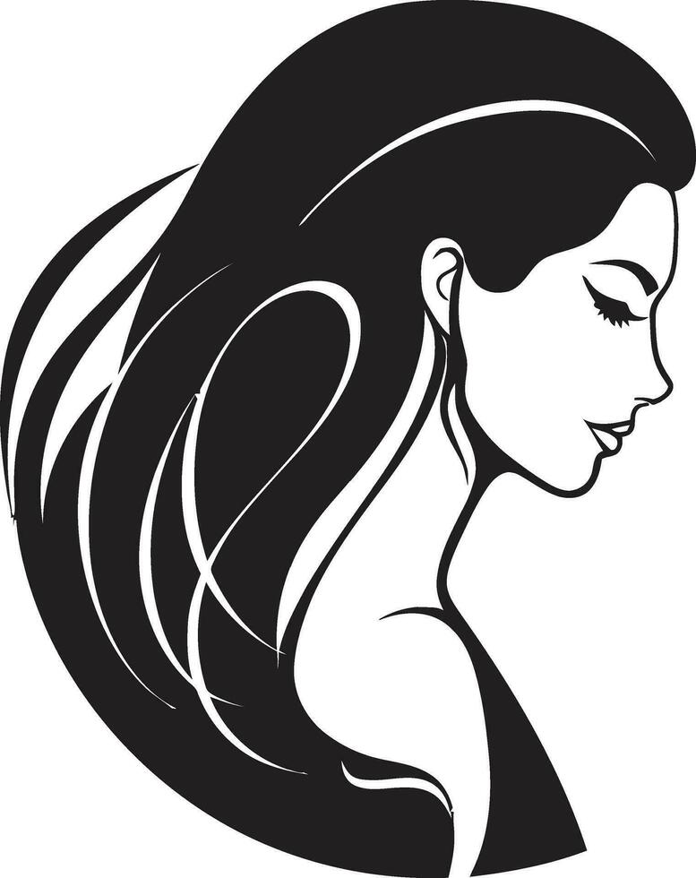 Empowerment through Elegance Black Female Face Emblem in Monochrome Intriguing Allure Vector Icon of Females Essence in Black Monochrome