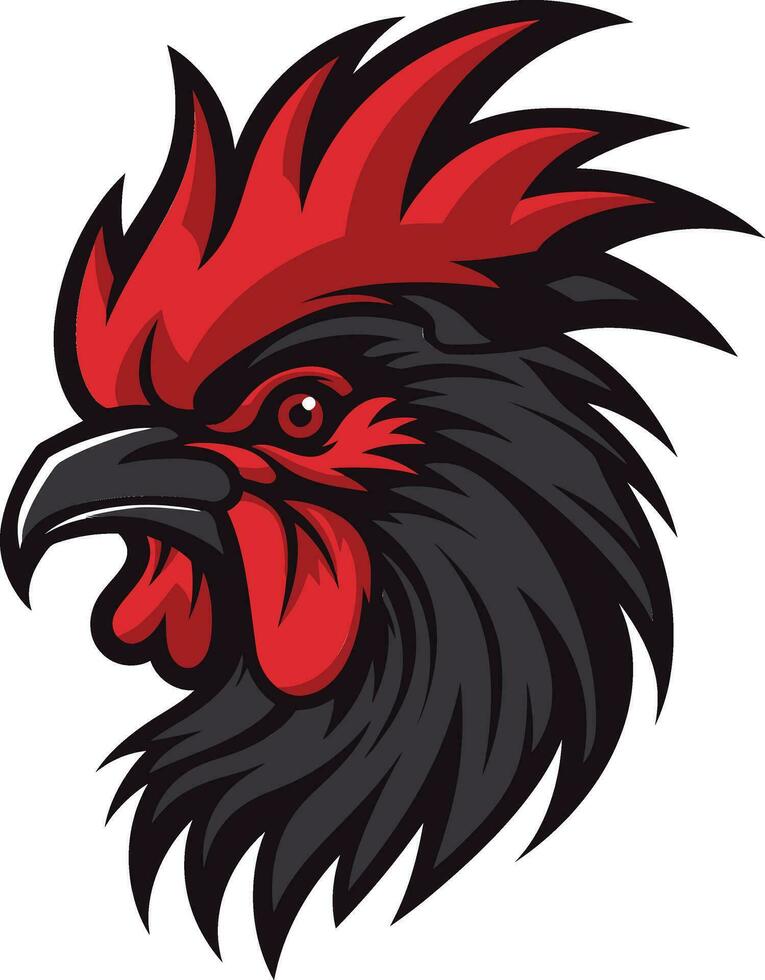 Rooster Majesty in Black Graceful Rooster Silhouette Emblem vector