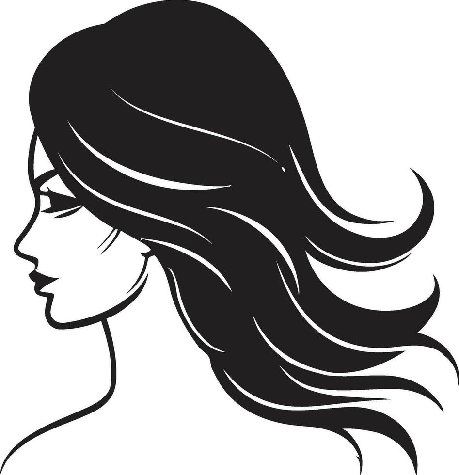 Iconic Simplicity Vector Icon with Black Female Profile in Logo Mystical Gaze Black Emblem with Womans Face Icon in Black