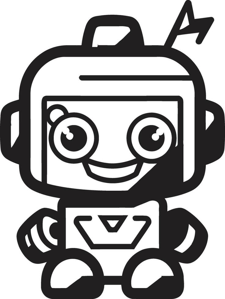 Tiny Techno Buddy A Black Vector Robot Mascot Elegant Mini Mech A Stylish Logo Design