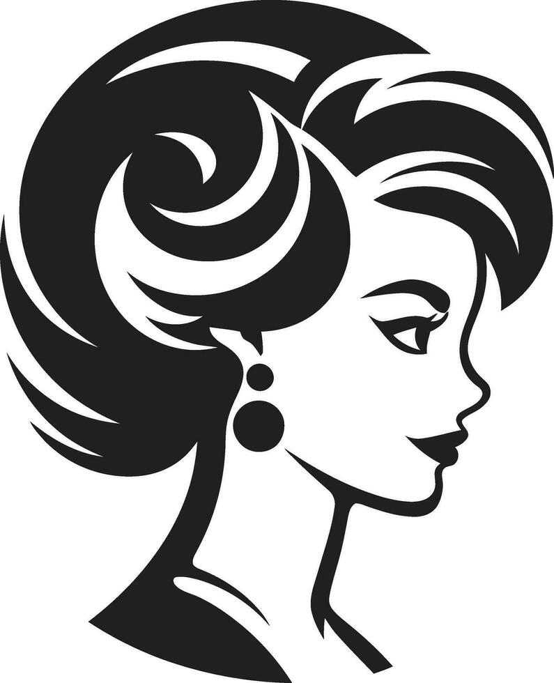 Elegant Lines Black Logo with Females Face Icon in Monochrome Iconic Simplicity Vector Icon of Black Female Profile in Logo in Monochrome
