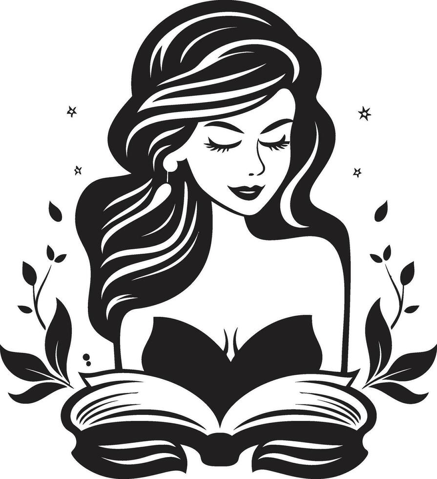 empoderamiento educación hembra profesor desvela libro vector logo diseño icono conocimiento en floración mujer instruye con libro vector logo símbolo