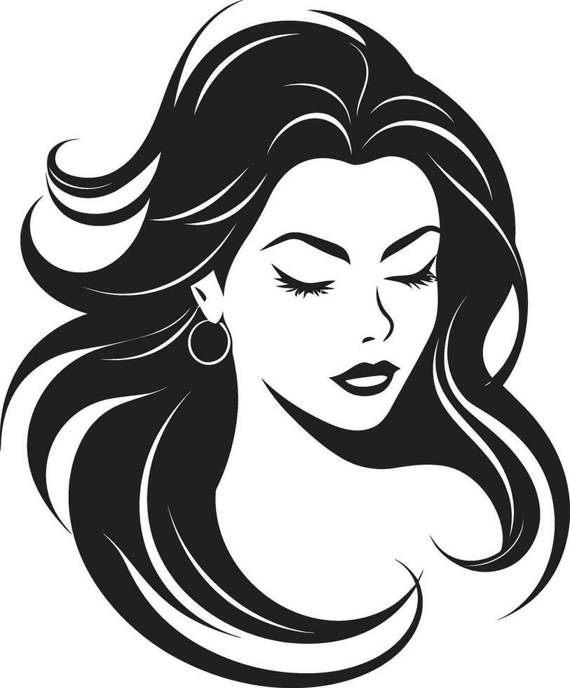 Elegance in Simplicity Vector Icon of Female Face Sculpted Beauty Black Female Face in Emblem