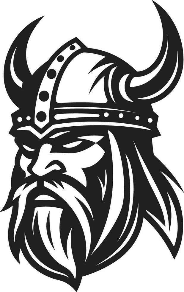 Shadowed Viking Chief A Black Vector Emblem of Might Ebon Norse Warrior Stylish Viking Logo Design