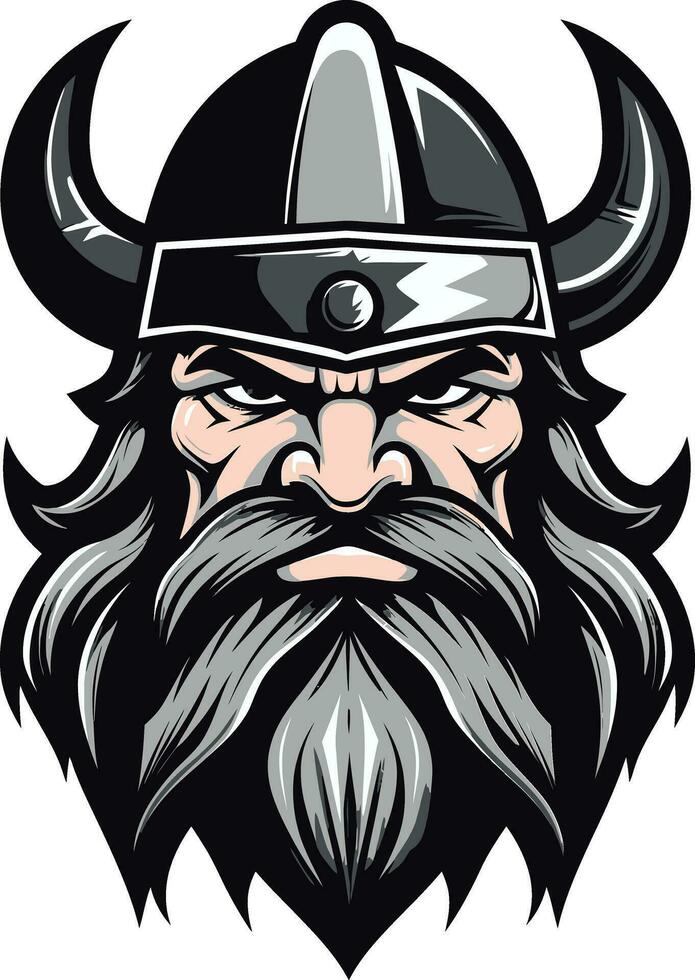 frenético fraternidad un feroz vikingo icono de ébano conquistador un vikingo líder en vector