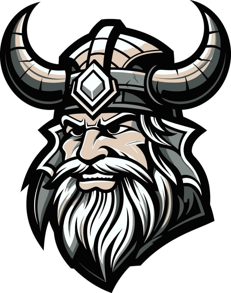 tinta negro frenético un vikingo símbolo de poder Odín avatar un poderoso vikingo mascota vector