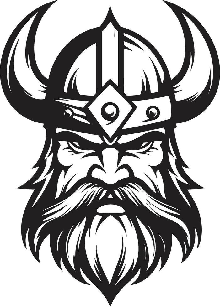 Black Viking Chief A Mighty Emblem of Valor Raiders of the Fjord A Viking Mascot in Vector