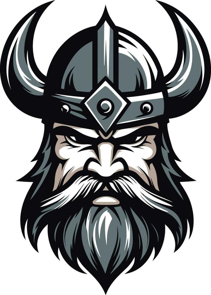 cuervos sabiduría un vikingo mascota de sabiduría negro vikingo jefe un poderoso emblema de valor vector