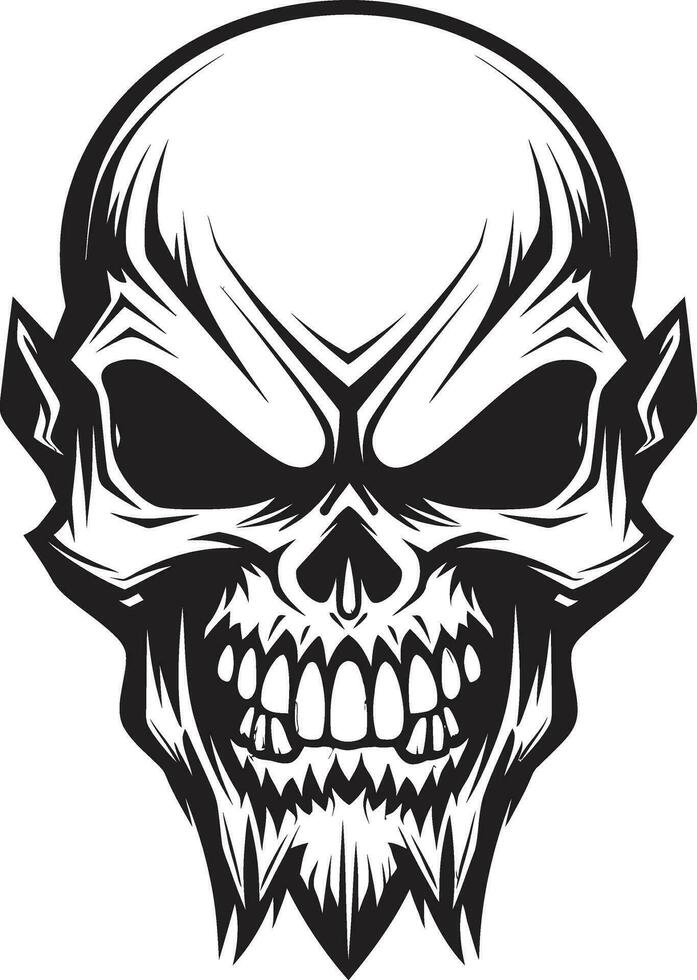Sinister Secrets Blackened Vector Insignia Elegance in Shadows Cryptic Skull Art