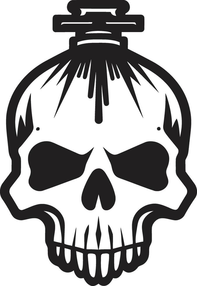 Skeletal Mystery Black Vector Design Enigmatic Skull Badge Vector Artistry