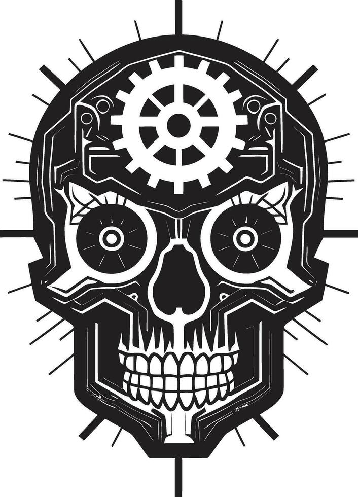 Sleek Steampunk Skull The Fusion of Past and Future Abstract Robo Majesty The Mechanical Evolution vector