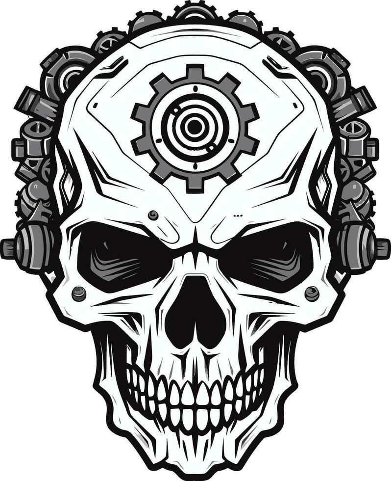 intrincado mecánico cráneo emblema un tecnológico maravilla el reductores visión un mecánico cráneo perfil vector
